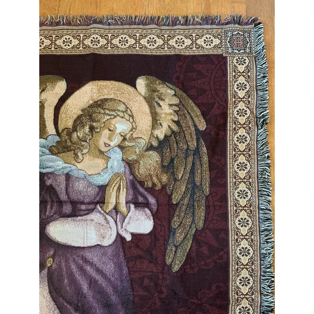 Guardian Angel Praying Tapestry Throw Blanket Approx 50